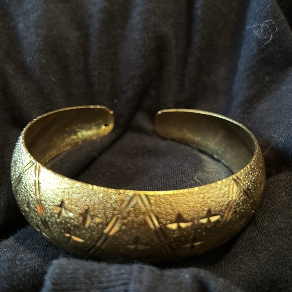 Wide Gold Adjustable Bangle - Picture 2 of 2